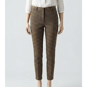 Wild Fable High Rise Plaid‎ Trousers XS Black Gold Houndstooth Dark Academia